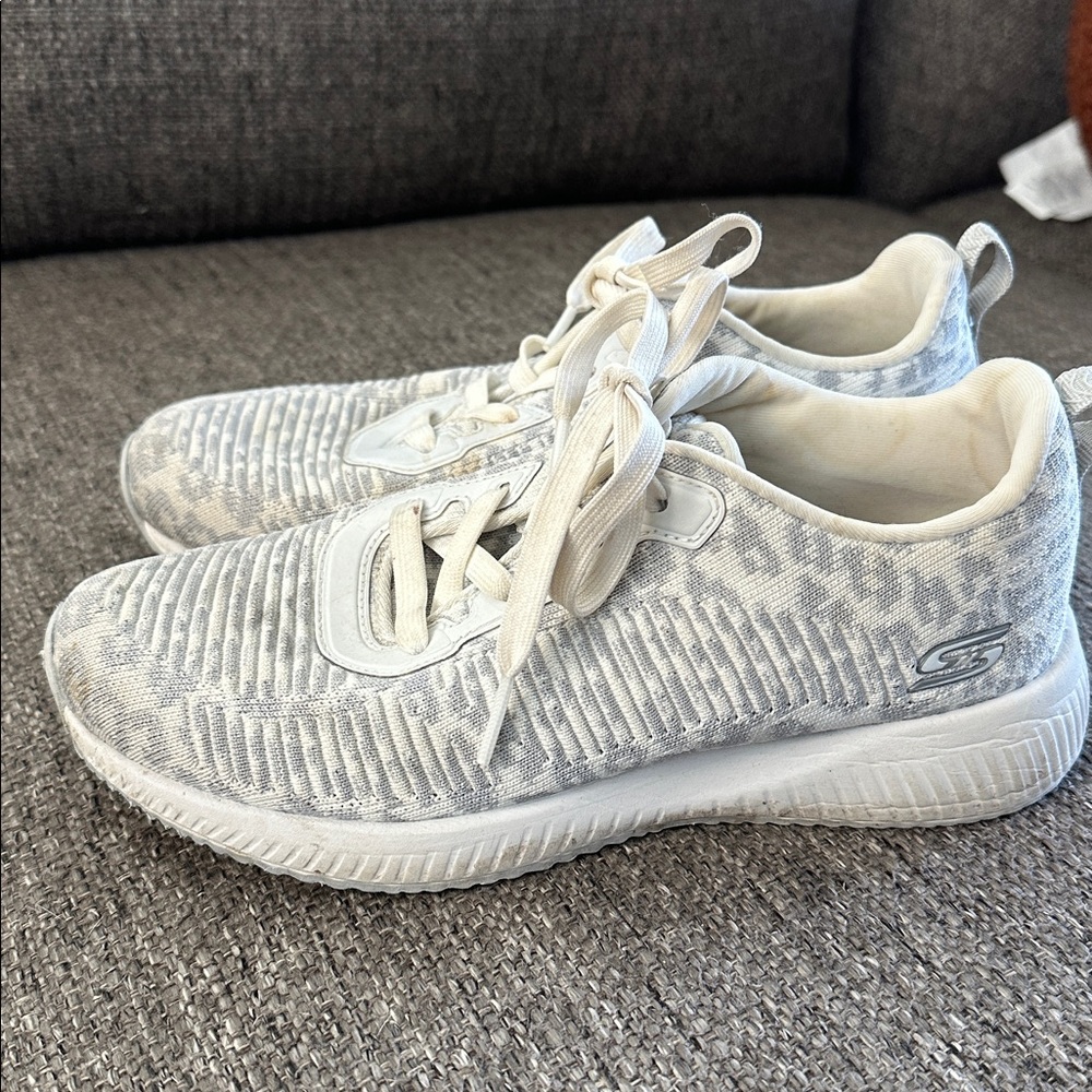Skechers BOBS Cream and Gray Sneakers